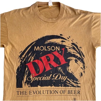 Camiseta Molson Special Dry Vintage Años 90 Grande Marrón Canadá Evolución de la Cerveza Foto 1 de 4