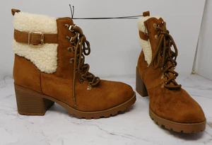 Pluto Cozy Combat Bootie Top Moda Pluto Bootie Tan Size 10 New With Out Box - Picture 1 of 6