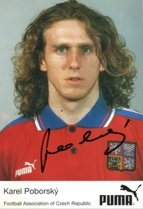 CZECH REPUBLIC & MAN UNITED: KAREL POBORSKY SIGNED 6x4 PORTRAIT PROMO/PHOTO+COA - Picture 1 of 1