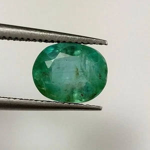 Esmeralda natural de 1,73 quilates ovalada mina de tierra de Zambia piedras preciosas sin calefacción sin tratar - Imagen 1 de 3