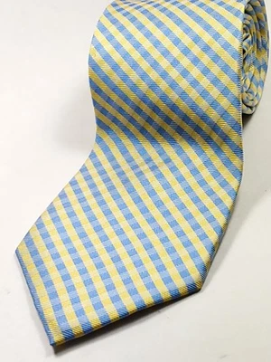 Corbata a cuadros NAUTICA 100 % seda para hombre azul amarillo NUEVA Foto 1 de 3