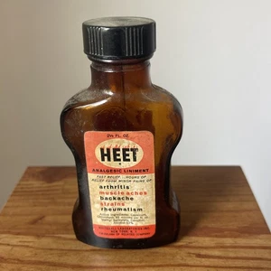 Vintage HEET 2.5oz Amber Glass Bottle Arthritis Analgesic Liniment Collectible - Picture 1 of 5