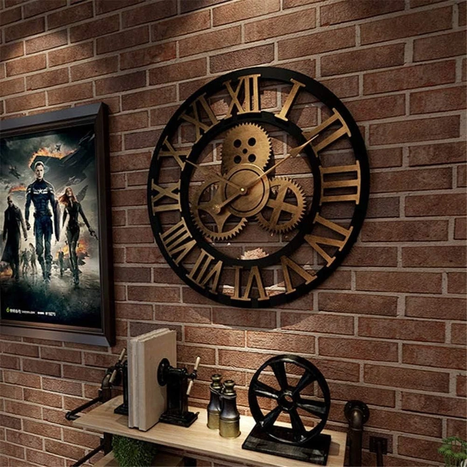 Large Wall Clocks Roman Numerals Open Face for Living Room Silent  60cm or 45cm - Image 1 of 2