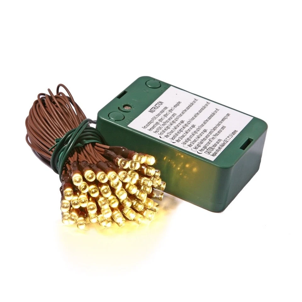 Vickerman 35-Light Battery LED Warm White, Wide Angle, Brown Wire with Timer, 5" - Image 1 of 1