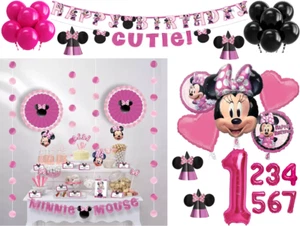 Minnie Mouse Birthday Party Decorations Personalize Banner Balloons Hats RoomKit - Picture 1 of 20