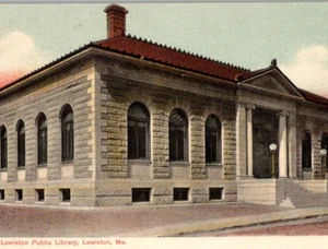 Lewiston Maine Public Library G W Morris Publisher Postcard 89323 - Picture 1 of 4