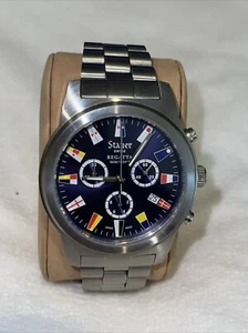 Stauer Men Regatta Black Dial Chronograph Diver / Racing Flags Watch - Picture 1 of 9