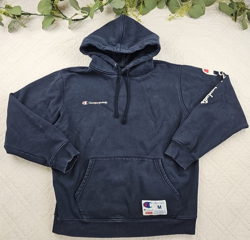 Felpa con cappuccio pullover Champion X Supreme blu navy taglia M grafica
