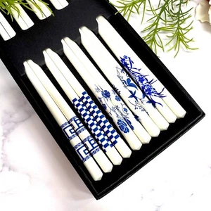 Blue Ceramic Chopsticks Set Porcelain Blue Floral 5 Pair Gift for Mom Grandma - Picture 1 of 2
