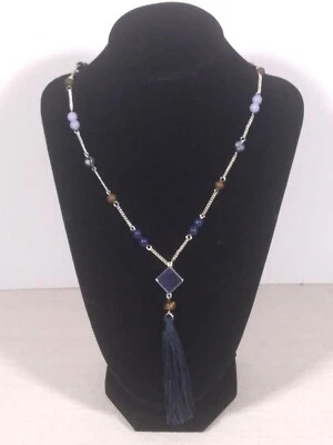 NUEVO CON ETIQUETAS Collar Ralph Lauren Chaps 30" Vintage Piedras Nat Tono Plateado Incluye Lapislázuli Foto 1 de 4