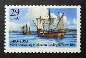2805 MNH 1993 29c Columbus Landing in Puerto Rico Ships Sailboats exploration - Picture 1 of 1