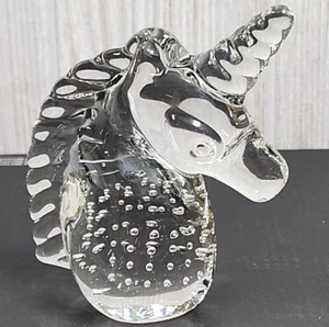 Unicorn Shape Blown Clear Glass Bubble Approx. 4” Figurine Paperweight - Picture 1 of 6