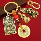 Brass Five Emperors Money Amulet Eight Guardian God Pendant Zodiac Keychain