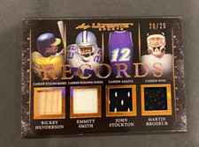 2019 LEAF IN THE GAME 20/25 EMMITT SMITH JERSEY STOCKTON BRODEUR HENDERSON BAT