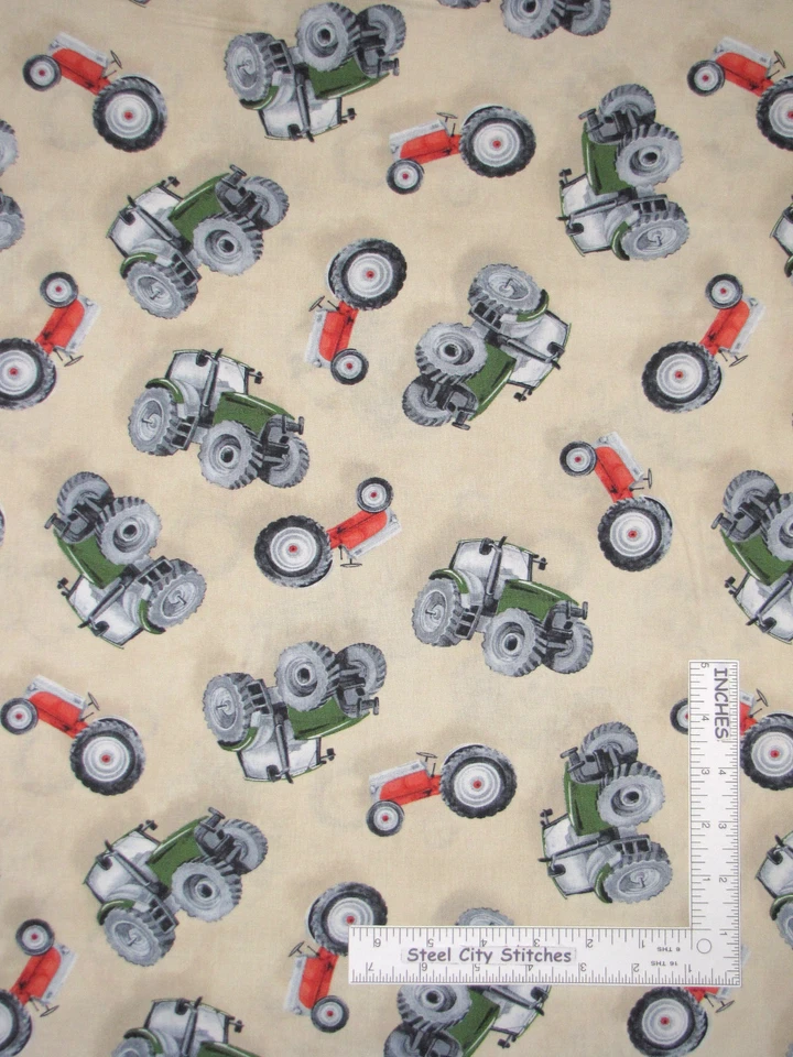 Farm Tractors Toss Cotton Fabric Wilmington Green Mountain Farm By The Yard - Image 1 of 1