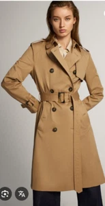 Massimo Dutti Trench Cappotto Donna Con Cintura Marrone Taglia M - Foto 1 di 23