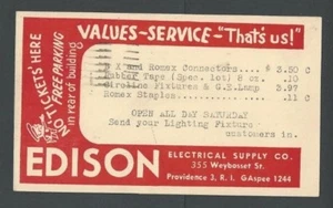 1950 Providence RI Edison Electric Supply Co Electrical Supplies - Picture 1 of 1