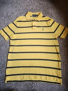 Camisa Polo Ralph Lauren Para Hombres Amarillo Azul Marino Rayas Calce Clásico Talla Grande - Imagen 1 de 6