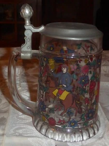 Vintage Glass Beer Stein – Medieval Theme - Picture 1 of 12