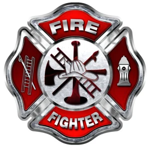 Fire Fighter "RED Maltese" Sticker - Vinyl Decal Cross Fire Window Dept #FS2020 - Picture 1 of 1