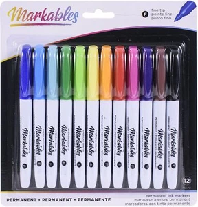 American Crafts Markables Permanent Markers 12/Pkg-Assorted Colors - Picture 1 of 1