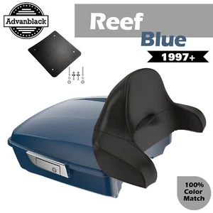 Rushmore Chopped Tour Pack Wrap Around REEF BLUE For Harley/Softail 97+ - Picture 1 of 12