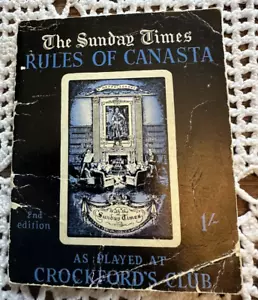 Folleto de colección The Sunday Times Rules of Canasta como se juega en Crockford's Club - Imagen 1 de 6