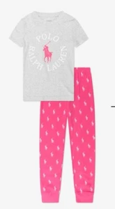 Polo Ralph Lauren Girls 2 PC Set Size 10 Retail $55 New With Tags Pink/Grey - Picture 1 of 3