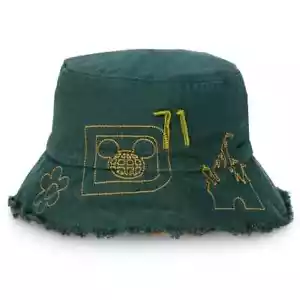Disney Parks WDW Green & Yellow Raw Edge Reversible Bucket Hat Adult New Ship - Picture 1 of 14