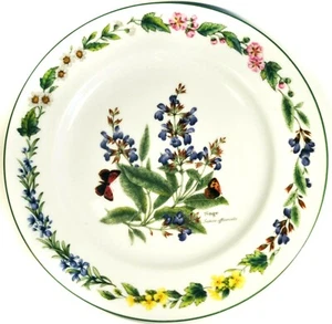Juego de 7 platos de ensalada de hierbas Royal Worcester vintage 1990 salvia 8 3/8" mariposa - Imagen 1 de 3