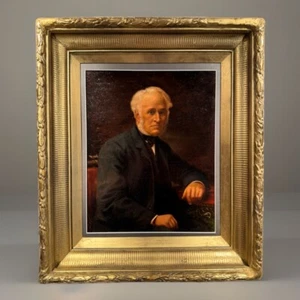 Antikes amerikanisches Portrait Gemälde eines Herrn aus dem 19. Jahrhundert - Bild 1 von 10