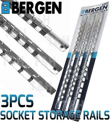 BERGEN 3pcs 1/4", 3/8", 1/2" Socket storage rails - Image 1 of 4
