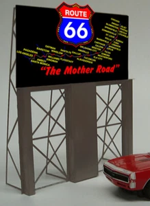 ROUTE 66 HISTORIC ANIMATED ROADSIDE SIGN FOR O-SCALE -LIGHTS, BLINKS,MORE! - Picture 1 of 1