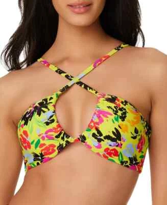 Top de bikini convertible elegante floral amarillo grande Bar III para mujer Foto 1 de 4