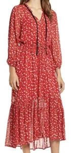 Lucky Brand Women’s Ryan Long Sleeve Maxi Dress Size L Color Red Multi - Picture 1 of 7