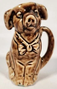 Vintage Creamer? Dog Puppy 3.5"H Ceramic Handled Brown Glazed A45 - Picture 1 of 9