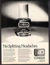 Vintage advertising print Fashion Ad Clinique Nail Saver splitting Headaches 86
