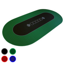 180x90cm, Oval Poker Mat - Bullets Playing Cards