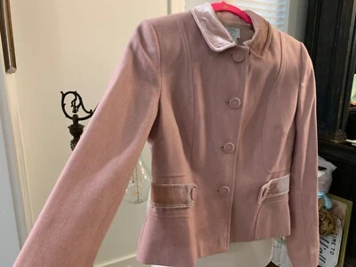 Blazer Loft Petites Suave Lana Malva Recortado Terciopelo Detalles Talla 8Petite Foto 1 de 4