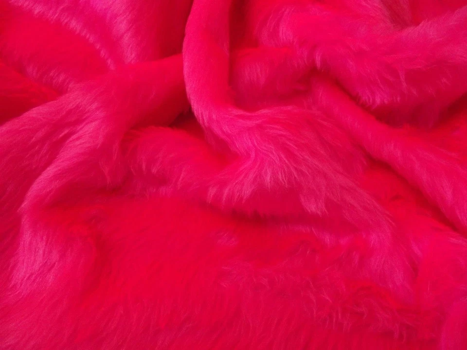 Plain Fun Faux Fur Fabric Material - BRIGHT CERISE PINK - Image 1 of 1