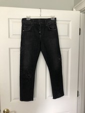 Citizens of Humanity CofH Black Distressed Button Fly Jeans Size 25 Crop