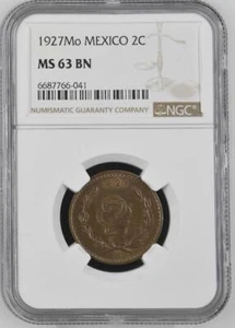 Mexico 2 Centavos 1927 Mo NGC MS 63 BN - Picture 1 of 2
