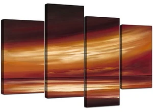 Großes braun beige abstraktes Leinwand Wandbild Meer Bilder Drucke XL 4147 - Bild 1 von 9