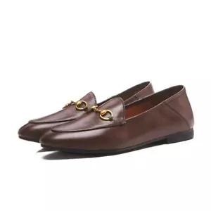 Womens Flats Slip On Fashion Shoes Casual Real Leather Mules Fashion Loafers SZ - Picture 1 of 12