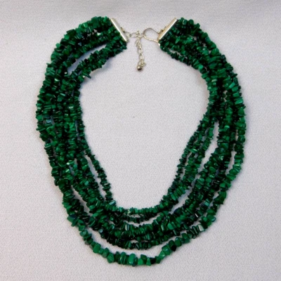 Collar Jay King DTR Esterlina 7 Hilos Malaquita Declaración 925 21" Foto 1 de 4