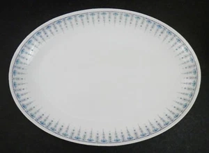 "Plato ovalado de colección MCM Athenia Fine China 121/2"" Japón azul blanco borde plateado" - Imagen 1 de 7