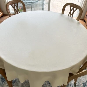 Tischdecke rund 70" — 80er Jahre Vintage, Leinengewebe — fertige Kante, SAUBER & FEIN - Bild 1 von 2
