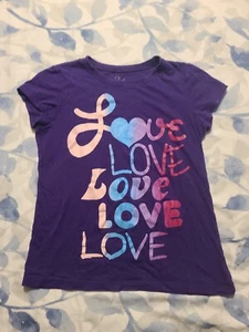 THE CHILDREN'S PLACE GIRLS SHORT SLEEVE T-SHIRT SIZE L ( 10/12 ) LOVE PURPLE - Picture 1 of 3