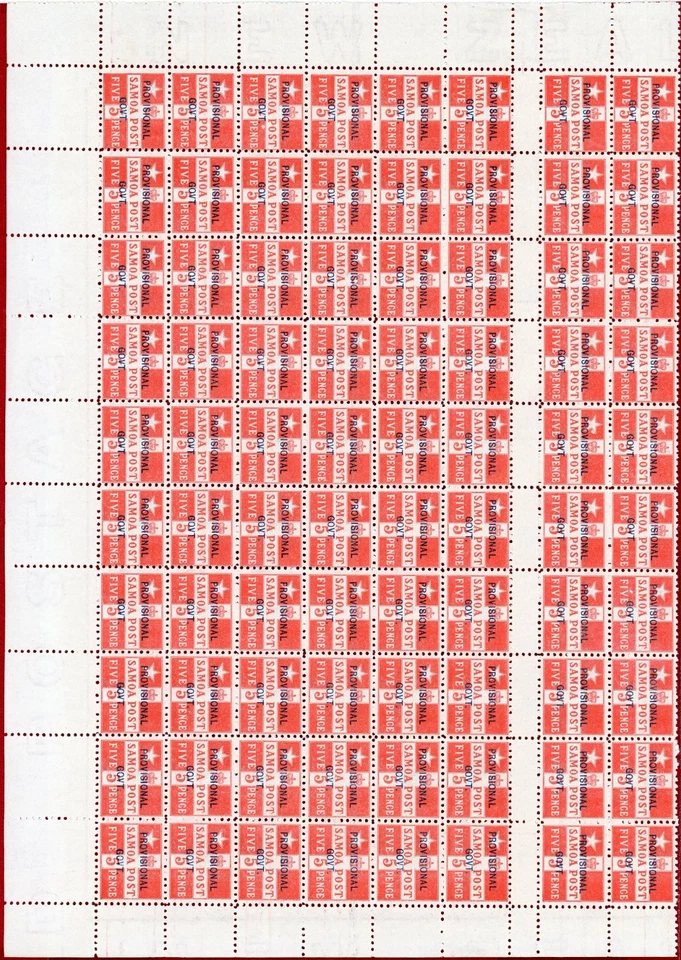 Samoa #35, 5p, Sobreimpressão Azul, Folha de 60+20, Perfeito Estado, OG, SCV $300.00 - Imagem 1 de 2