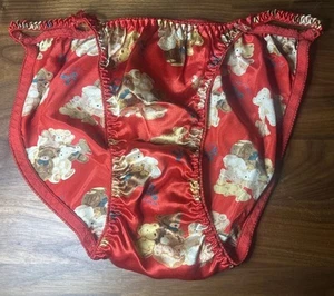 Vtg Delicates String Bikini Panties Sz 7  Nylon Bow Second Skin RARE Teddy Bear - Picture 1 of 8